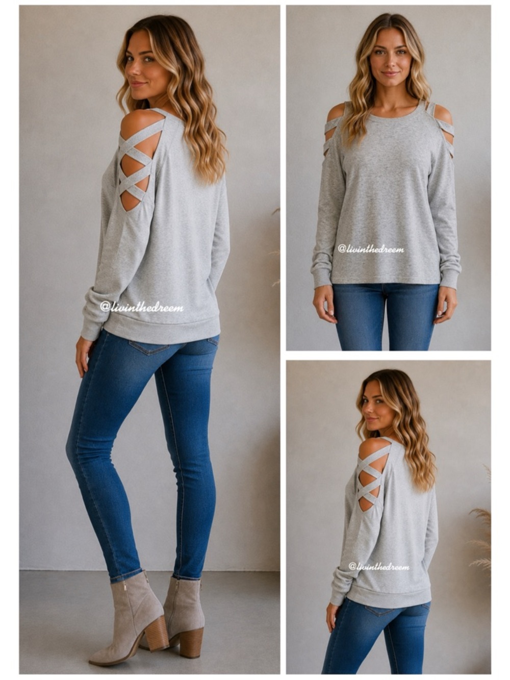 #T75 Elan International Lattice Shoulder Lightweight Grey Sweater SZ M $98